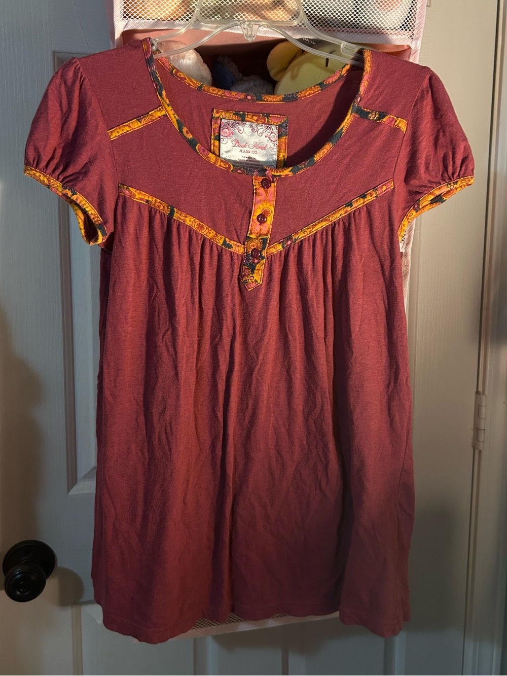 Y2K DUCK HEAD JEANS CO MAROON BABYDOLL TOP